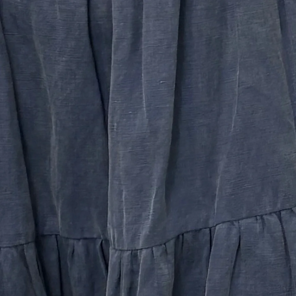 ULLA JOHNSON Olivia Off-the-Shoulder Tiered Ruffle Chambray Denim Linen Dress 2 - Picture 3 of 16